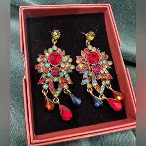 Gorgeous Multi-Jeweled Chandelier Crystal Earrings